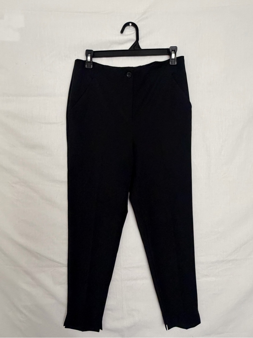 Worthington Women Black Slim Ankle Dress Pants Stretch Slit Hem Trousers 4(A868)